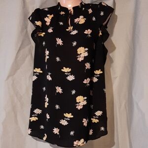 Floral Black Top